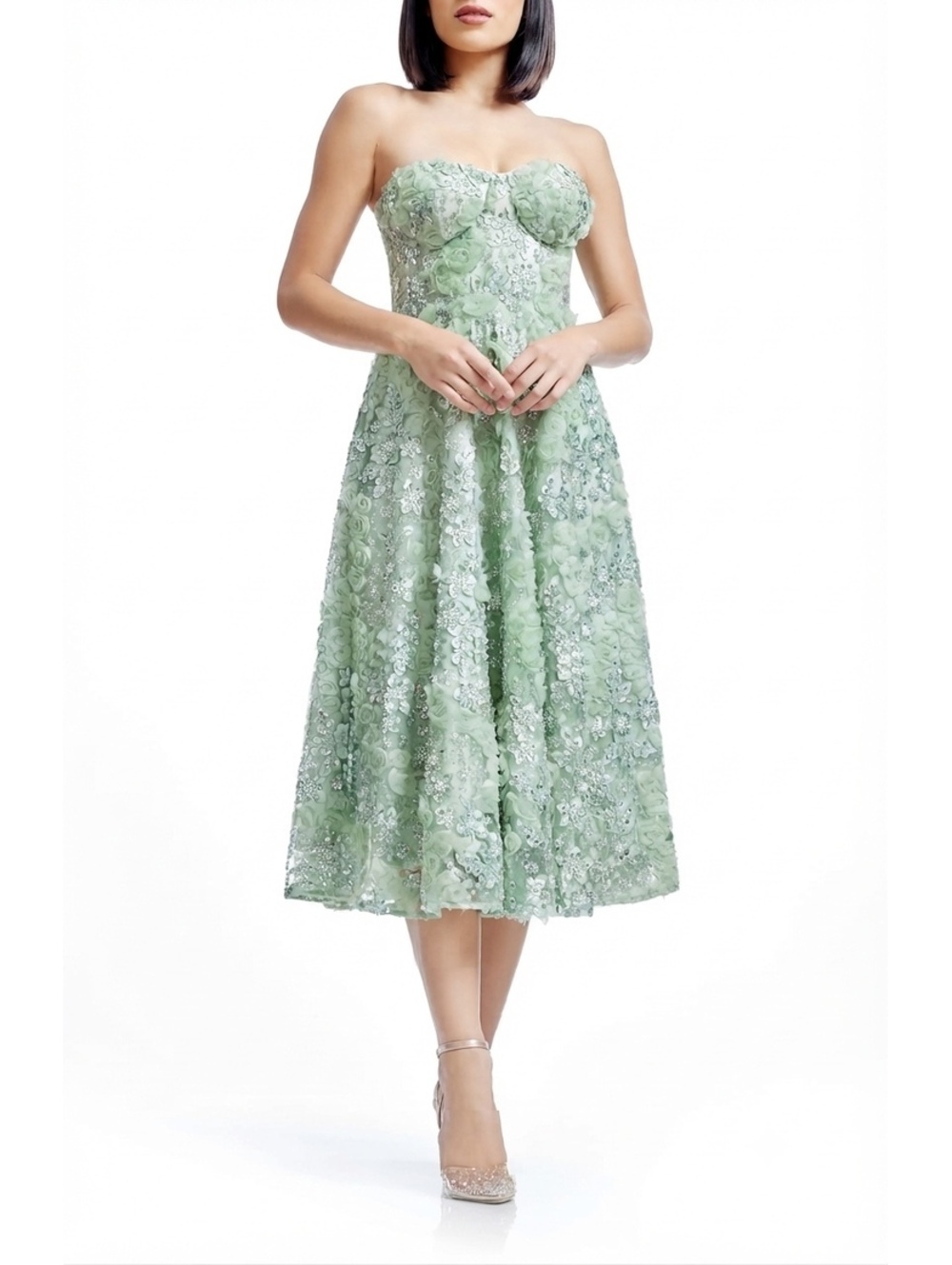 Dress the Population Mabel Mint Floral Dress